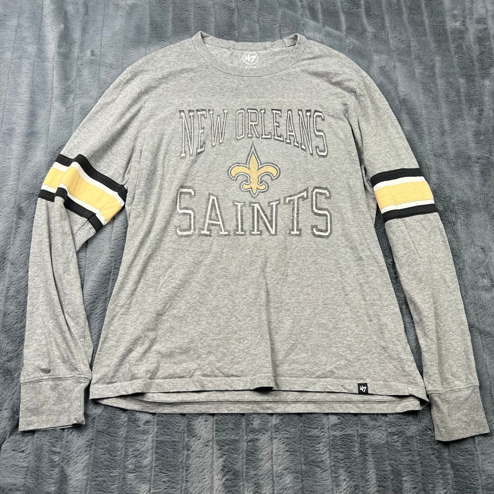 47 Brand New Orleans Saints Long Sleeve T-Shirt XL Gray NFL Football 13253